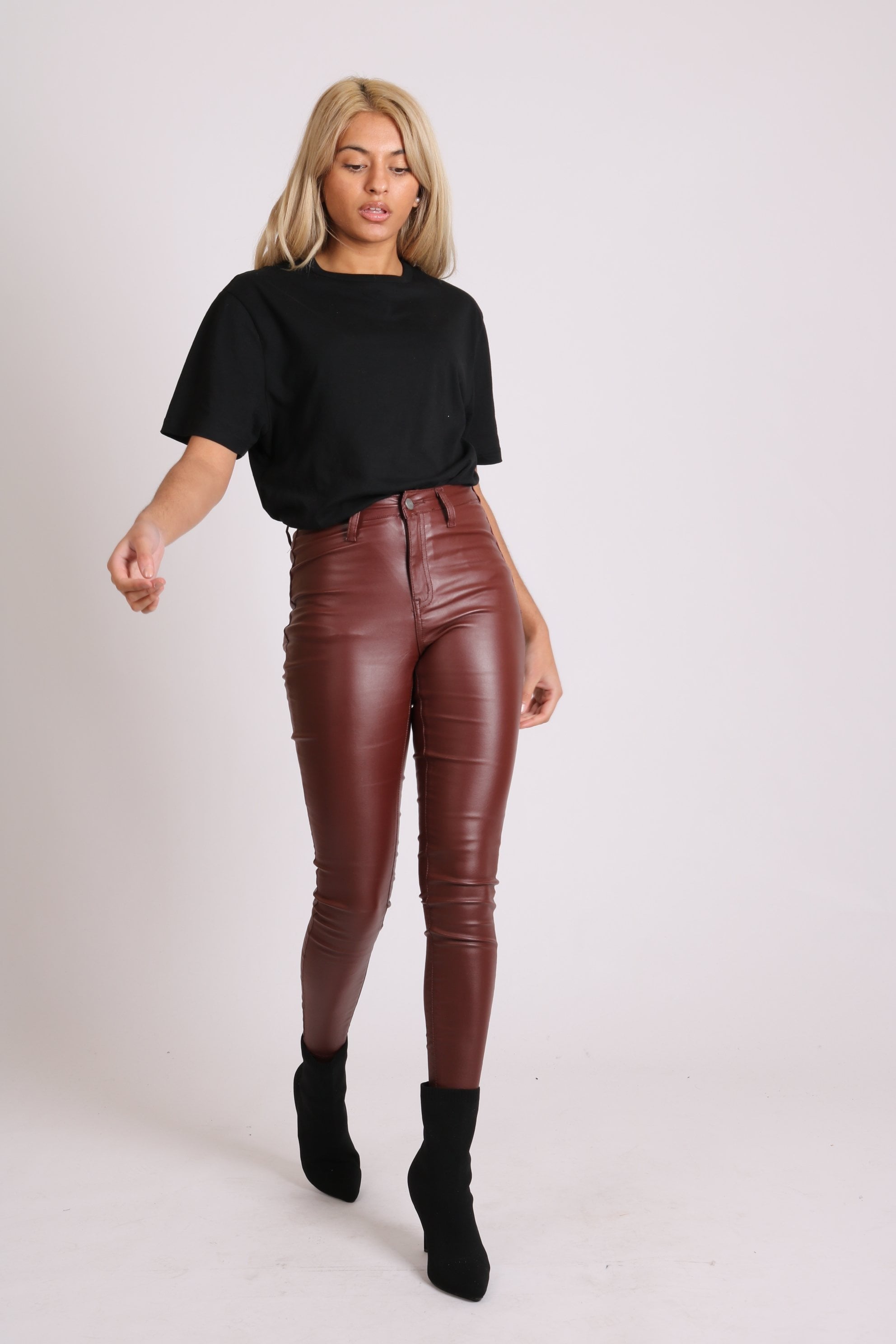 Pu coated hot sale skinny jeans