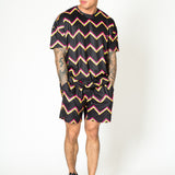 Black Relaxed Multi-Coloured Zigzag Shorts