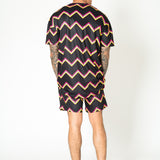 Black Relaxed Multi-Coloured Zigzag Shorts