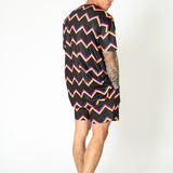 Black Relaxed Multi-Coloured Zigzag Shorts