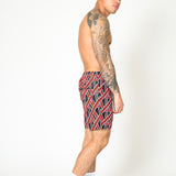 Black Relaxed Red & Black Geometric Shorts