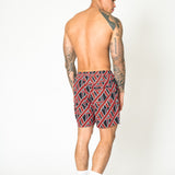 Black Relaxed Red & Black Geometric Shorts