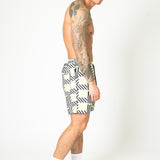 Relaxed Fit Shorts in Lime Black with Geo Stripe