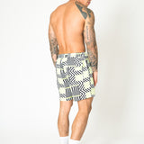 Relaxed Fit Shorts in Lime Black with Geo Stripe