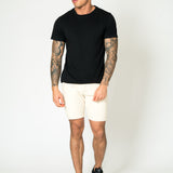 Ecru Slim-Fit Denim Shorts