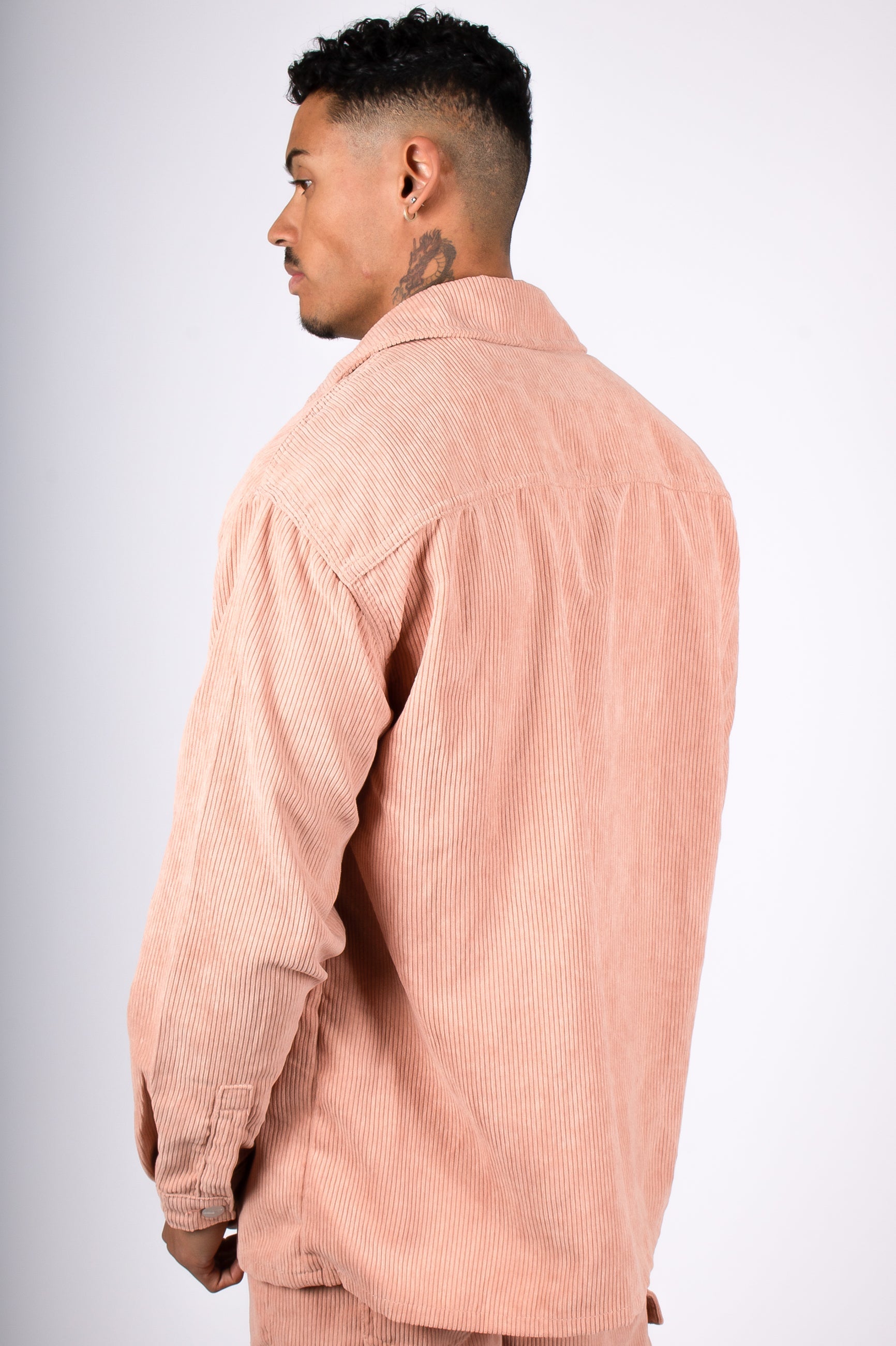 Blush Pink Corduroy Utility Cargo Shirt