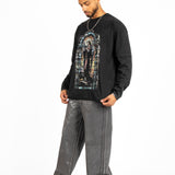 Charcoal Long Sleeve "Renaissance" Graphic Printed T-Shirt