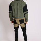 Faro Oversized Black & Khaki Contrast Utility Denim Jacket