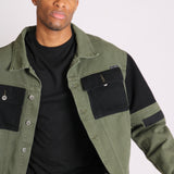 Faro Oversized Black & Khaki Contrast Utility Denim Jacket