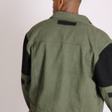 Faro Oversized Black & Khaki Contrast Utility Denim Jacket