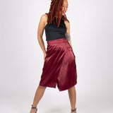 Aubergine Satin Wrap Skirt