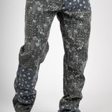 Straight Leg Denim Jeans in Black Paisley