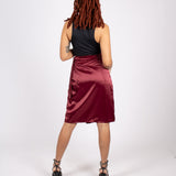 Aubergine Satin Wrap Skirt