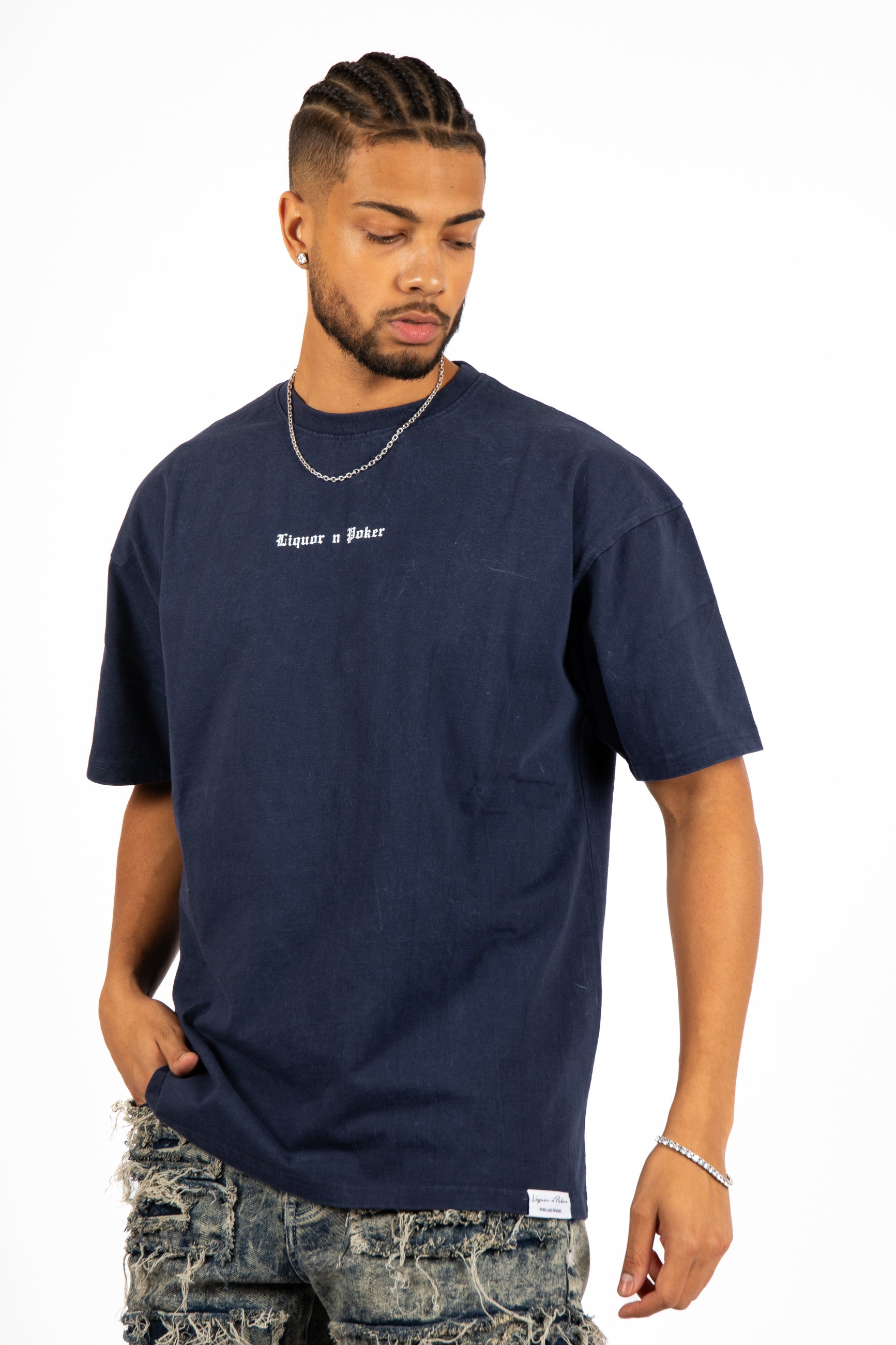 Oversized Navy T-Shirt "Eternal Paradise" Back Print