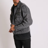 Fort Oversized Utility Pocket Denim Jacket In Washed Grey