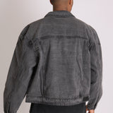 Fort Oversized Utility Pocket Denim Jacket In Washed Grey