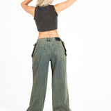 Acid Grey Ribbed Crop Top With Hook & Eye Detail