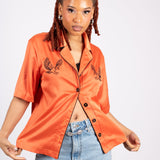 Retro Orange Embroidered Shirt