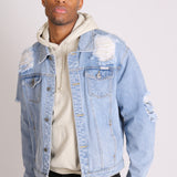 Faro Vintage Stonewash Oversized Distressed Denim Jacket