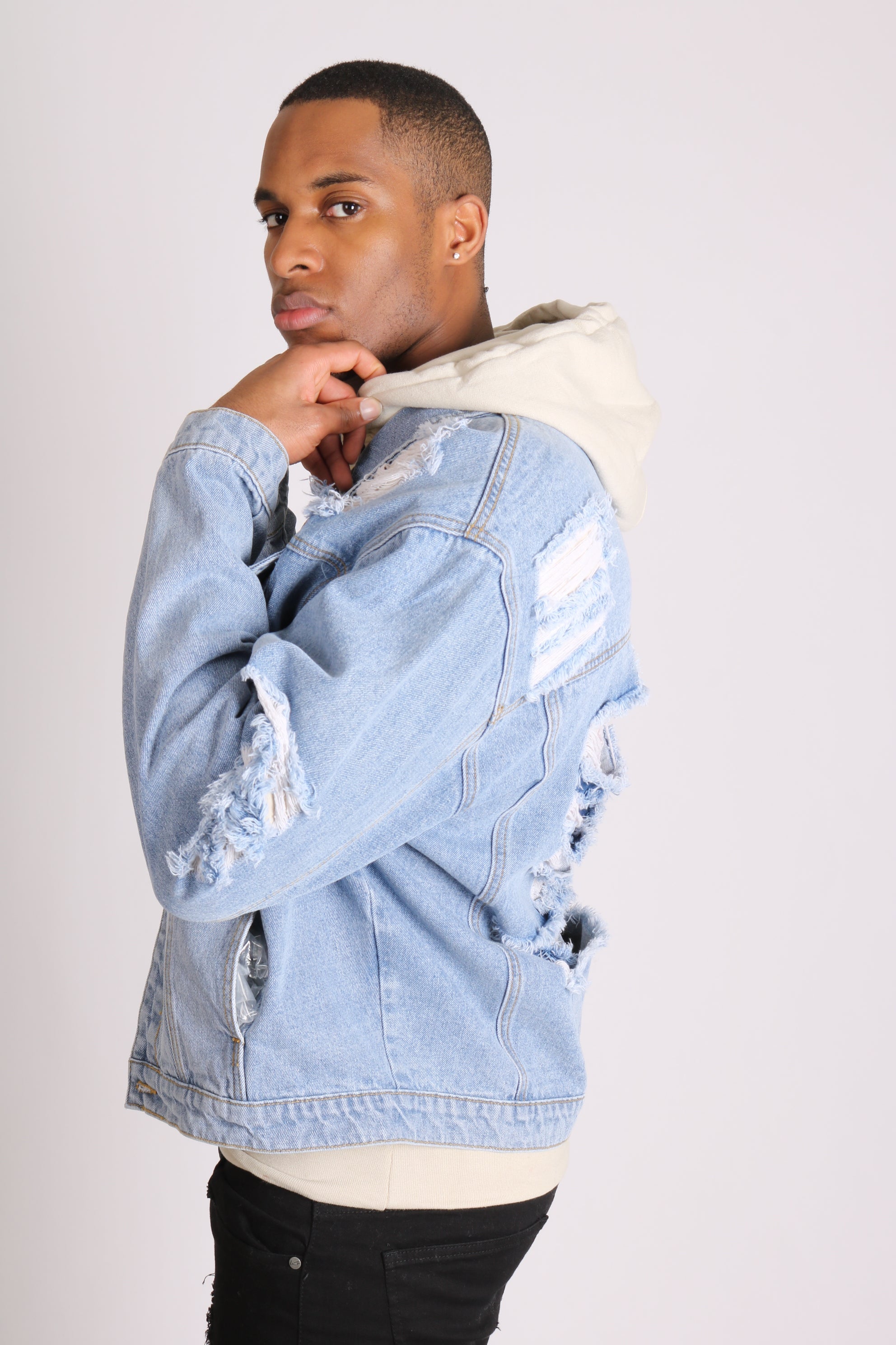 Faro Vintage Stonewash Oversized Distressed Denim Jacket