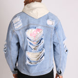 Faro Vintage Stonewash Oversized Distressed Denim Jacket