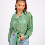 90s Green Sheer Swirl Printed Shirt