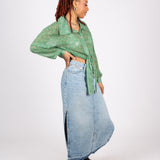 90s Green Sheer Swirl Printed Shirt