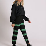 Minty Wide Leg Jeans In Black With Tie Dye Stripe