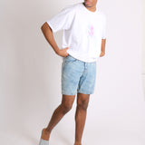 Relaxed Cloud Bleach Wash Denim Shorts