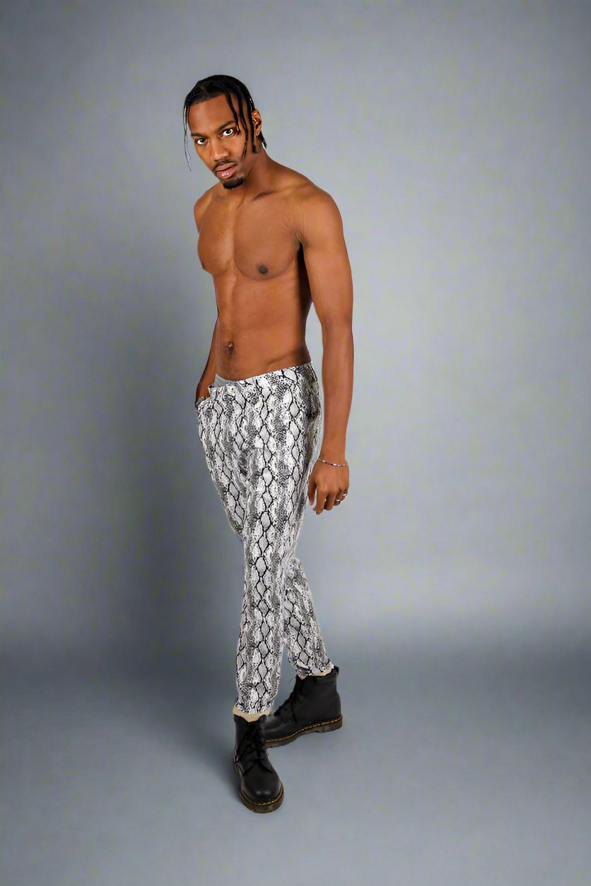 Grey Snake Patent Trouser