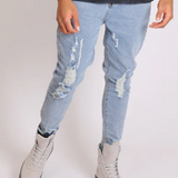 Faro Slim Fit Stretch Denim Jeans With Distressing