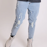 Faro Slim Fit Stretch Denim Jeans With Distressing