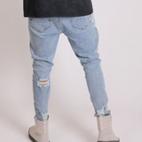 Faro Slim Fit Stretch Denim Jeans With Distressing