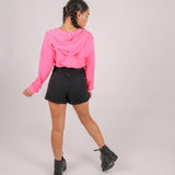 Neon Pink Cropped Hoodie