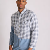 Cleveland Light Denim Shirt With Contrast Flannel Check