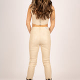 FAE Ivory Faux Leather Skinny Trousers