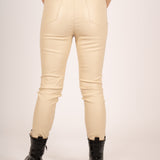 FAE Ivory Faux Leather Skinny Trousers