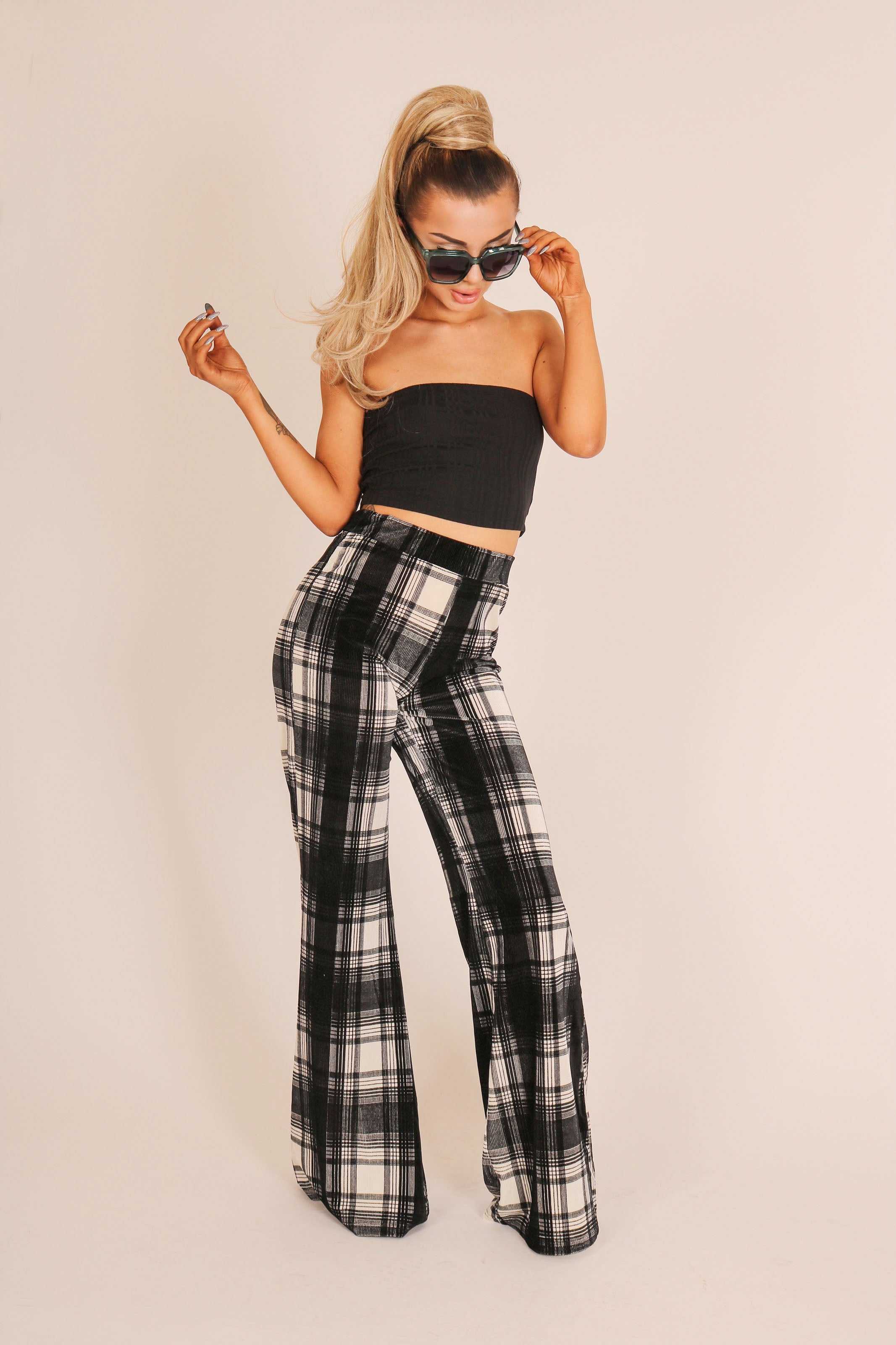 Checked Flare Trouser