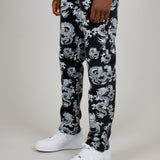 All-Over Dragon Print Straight Leg Black Jeans