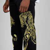 Golden Tiger Embroidered Straight Leg Jeans