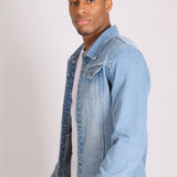 Norton Classic Slim Fit Denim Trucker Jacket In Stonewash