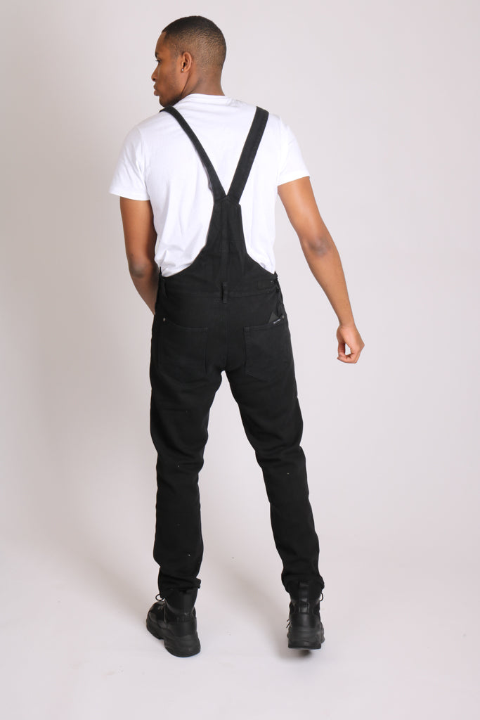 Louisiana Black Distressed Denim Dungarees