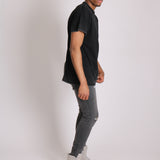 Logan Stretch Skinny Jeans In Washed Black With Distressing