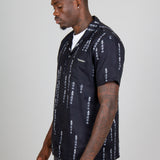 All-Over Japanese Text Short Sleeve Black Shirt