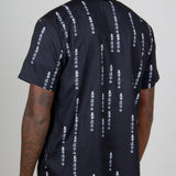 All-Over Japanese Text Short Sleeve Black Shirt