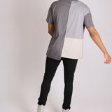 Grey Contrast Patchwork Oversized T-Shirt