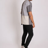 Grey Contrast Patchwork Oversized T-Shirt