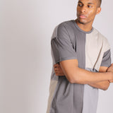 Grey Contrast Patchwork Oversized T-Shirt