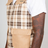 Tan Checked Utility Vest