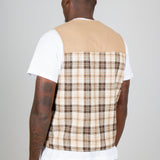 Tan Checked Utility Vest